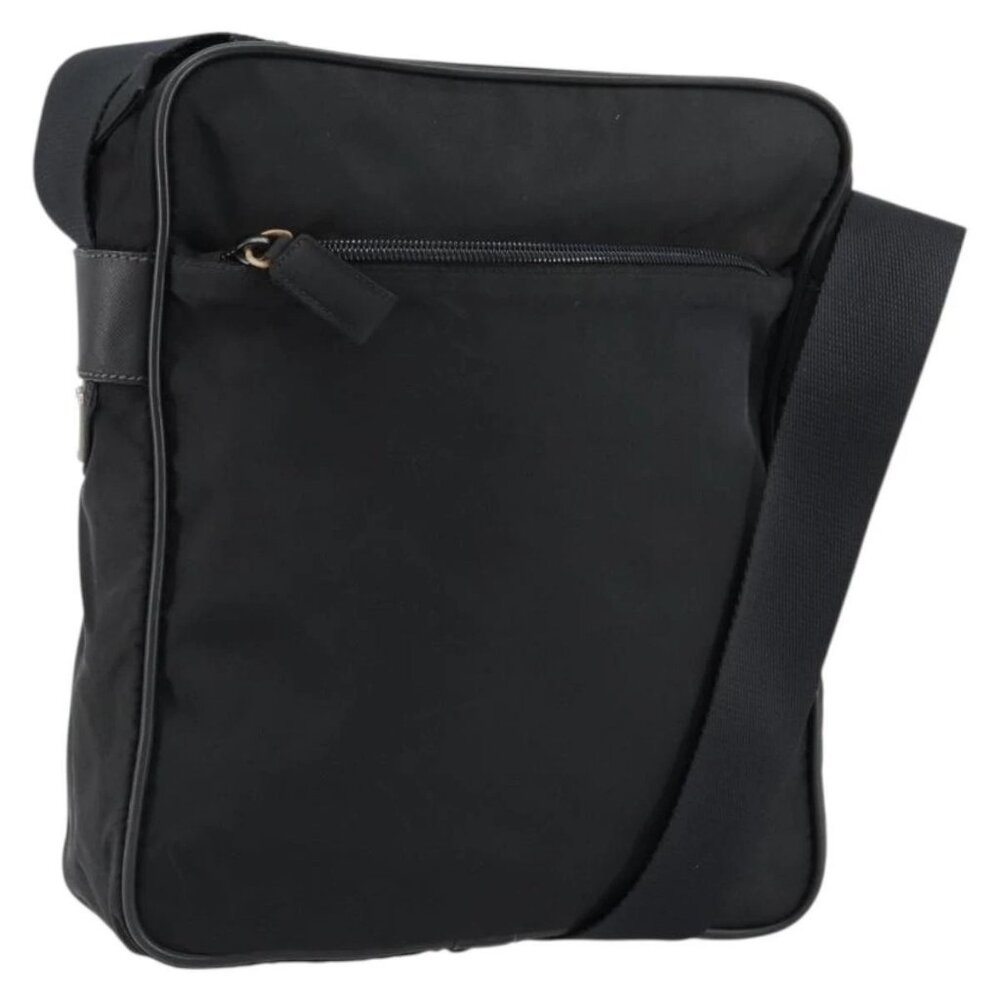PRADA Shoulder Bag Nylon Black Silver